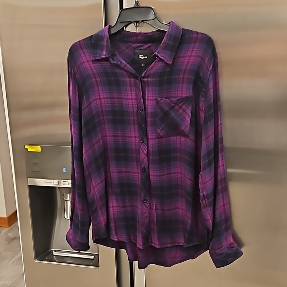 💕RAILS💕 Hunter Plaid Button Down Shirt ~ Magenta Iris Black Medium M NWT